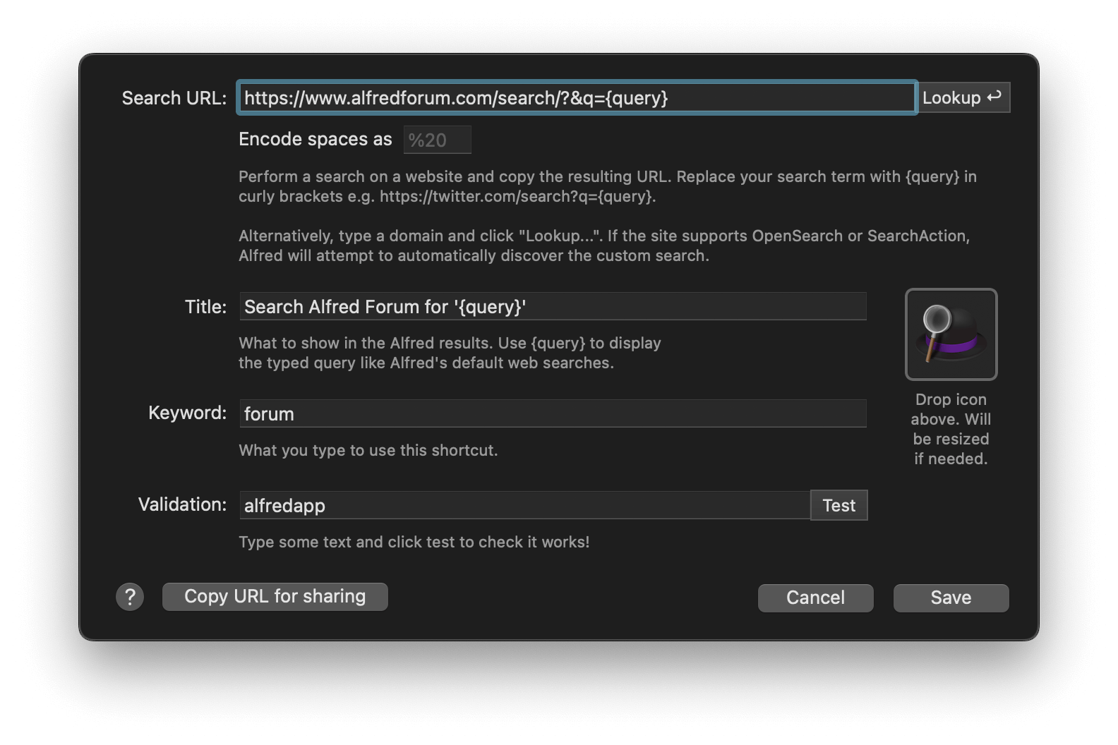 Alfred Forum custom search