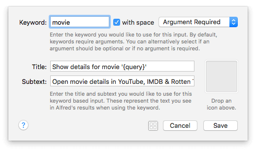Keyword input settings