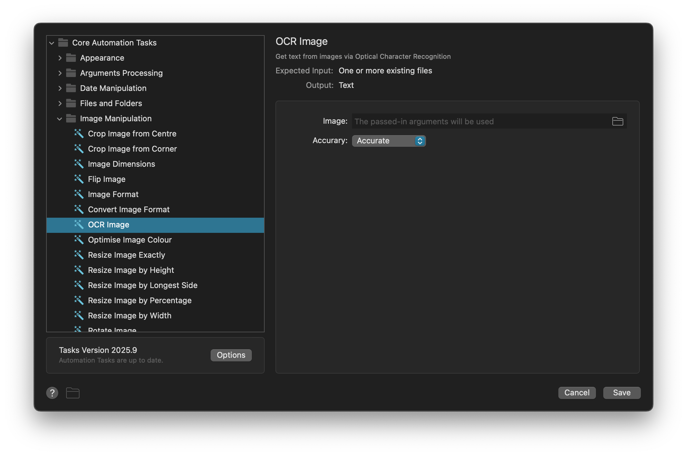 Automation Task selection