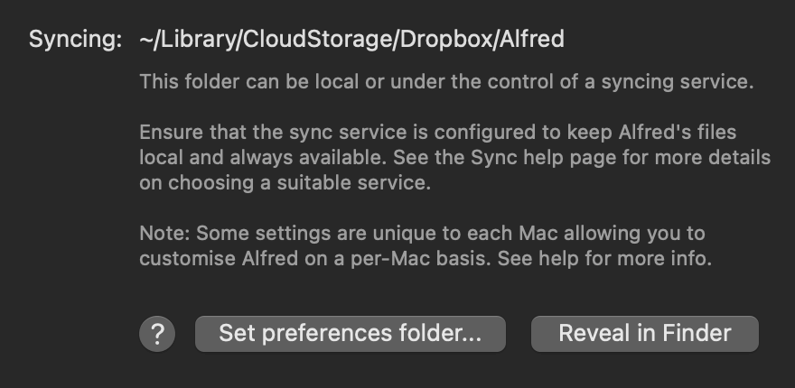 Alfred Sync Preferences